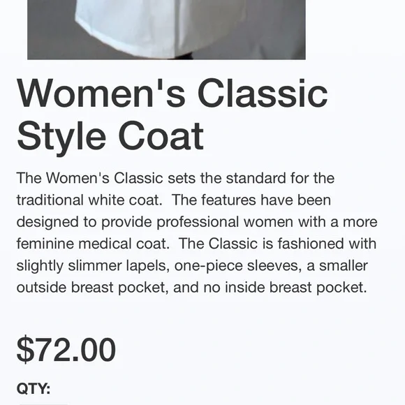 Women’s Classic Style Medical Coat, Size 16 - Picture 4 of 8